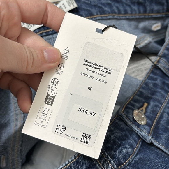 NWT Vero Moda Dark Blue Denim Button Up Front Skirt Size M - Picture 9 of 9